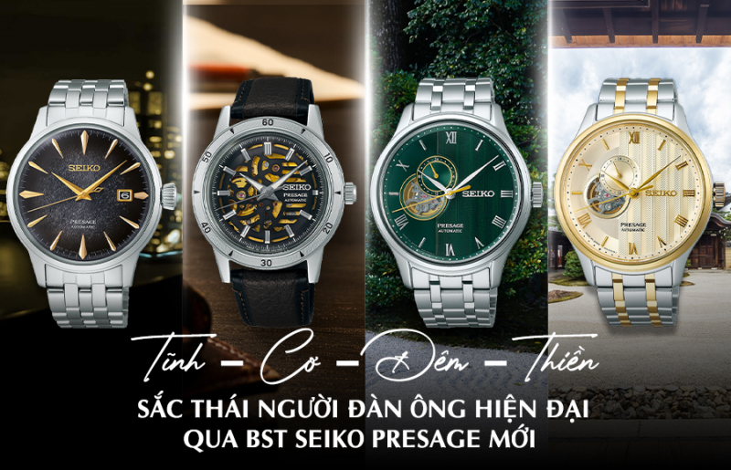 [New Arrivals] Tĩnh – Cơ – Đêm – Thiền: Sắc thái người đàn ông hiện đại qua bộ sưu tập Seiko Presage mới