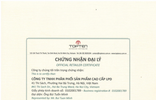 Chứng nhận đại lý ủy quyền chính thức thương hiệu Tissot tại Việt Nam