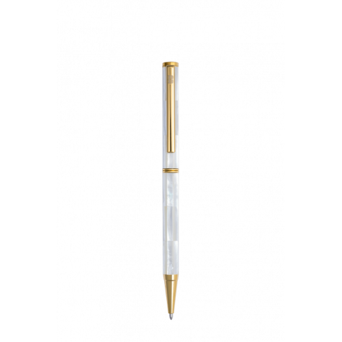 Bút bi BLUS Inspired - Bút Ký Ngọc Trai Trắng Bắc Úc - Mạ Titanium Gold 001001002