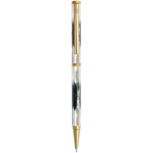 Bút bi BLUS - Inspired - Ngọc Trai Trắng Bắc Úc - Bào Ngư New Zealand - Mạ Titanium Gold
