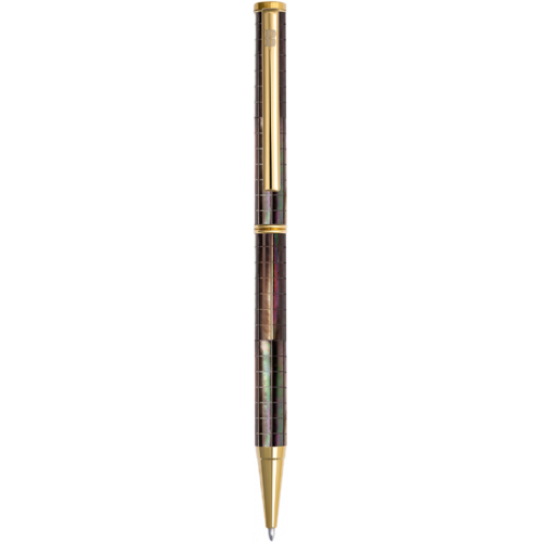 Bút bi BLUS - Inspired - Ngọc Trai Đen Tahiti - Sọc Caro - Mạ Titanium Gold 001017002