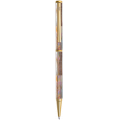 Bút bi BLUS - Inspired - Ngọc Trai Nâu Mississippi - Sọc Caro - Mạ Titanium Gold 001015002
