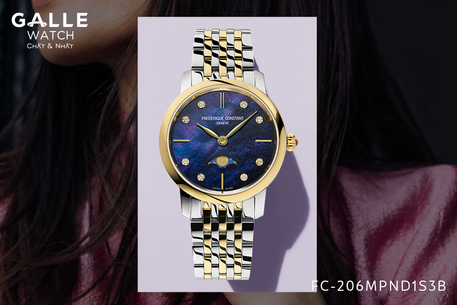 Đồng hồ nữ Frederique Constant Classic Slimline Ladies Moonphase FC‑206MPND1S3B