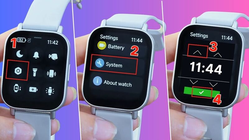 Chỉnh giờ thủ công trực tiếp trên đồng hồ thông minh