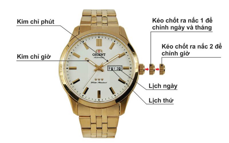 Người đeo nhẹ nhàng kéo núm về nấc 1 để chỉnh ngày