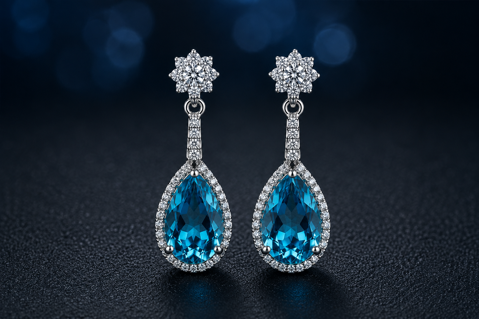 Bông tai chế tác bằng đá aquamarine