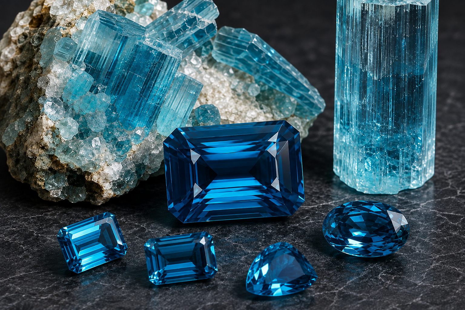 Đá aquamarine xanh đậm santa maria