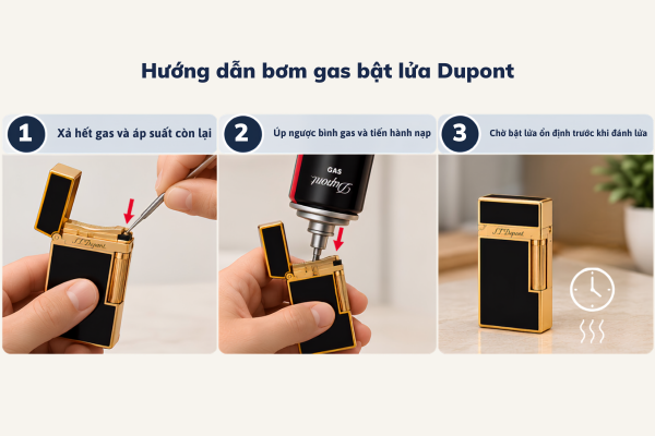 Hướng dẫn bơm gas bật lửa Dupont đúng kỹ thuật