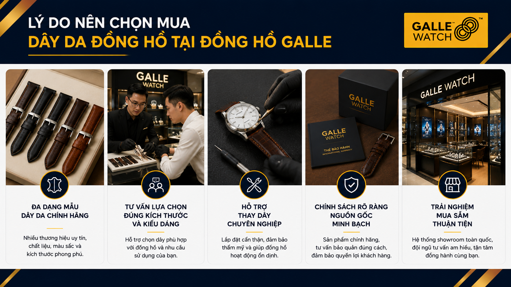 đồng hồ galle để mua đồng hồ dây da
