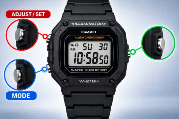 Cấu tạo của đồng hồ Casio 3 nút