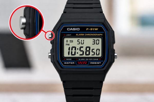 Vị trí nút báo thức đồng hồ Casio