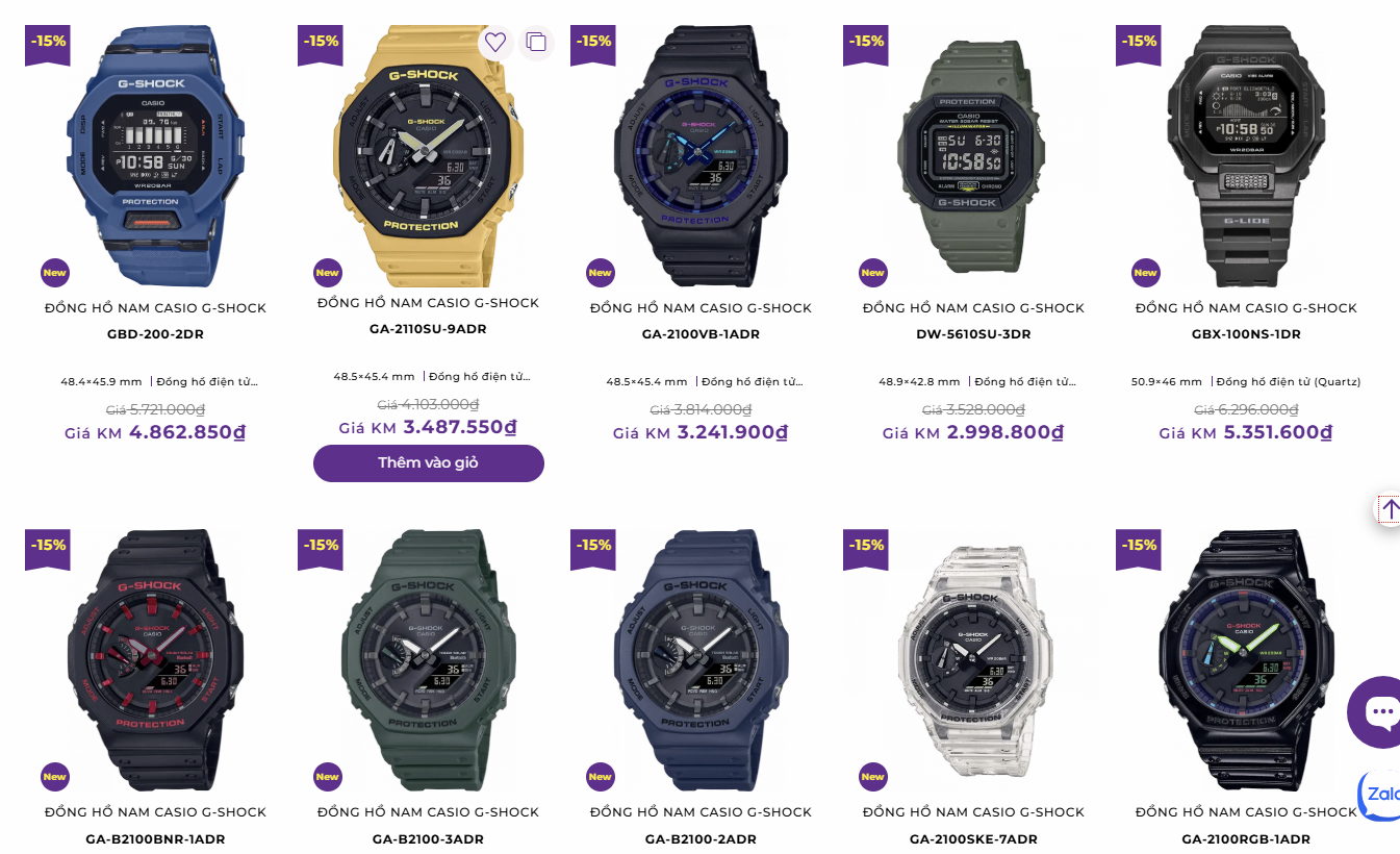Giá bán của đồng hồ Casio chính hãng luôn được niêm yết rõ ràng