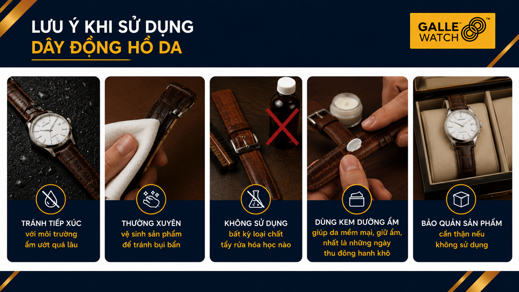 Lưu ý khi sử dụng dây đồng hồ da
