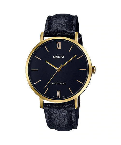 Mẫu đồng hồ Casio dây da đen tối giản