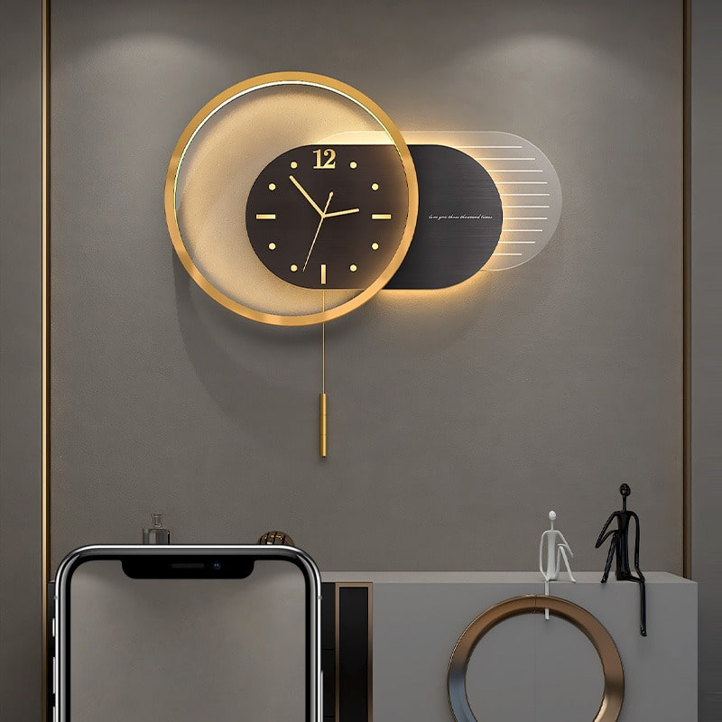đồng hồ treo tường trang trí phòng ngủ tích hợp đèn led