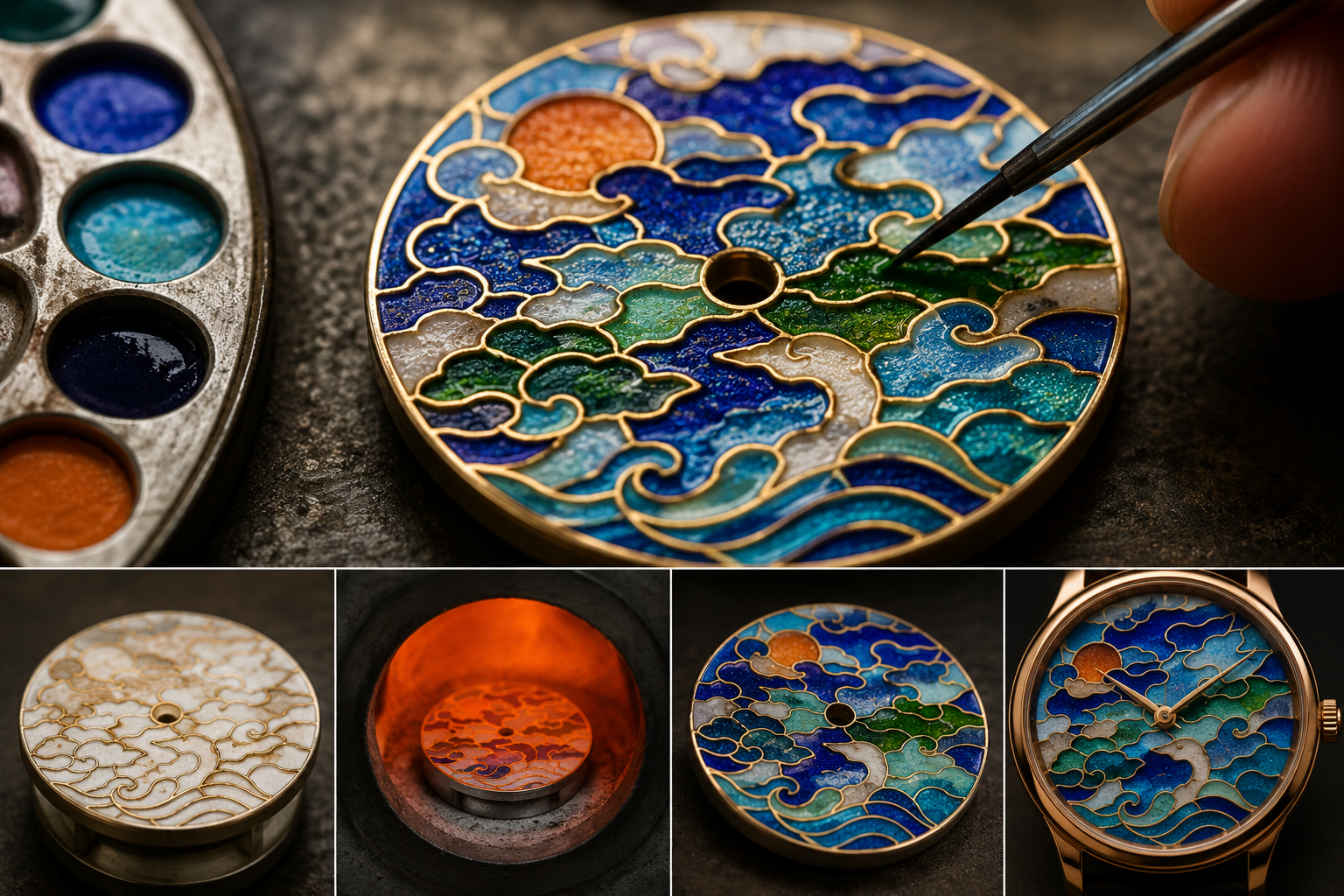Mặt đồng hồ sử dụng phương pháp Cloisonné Enamel