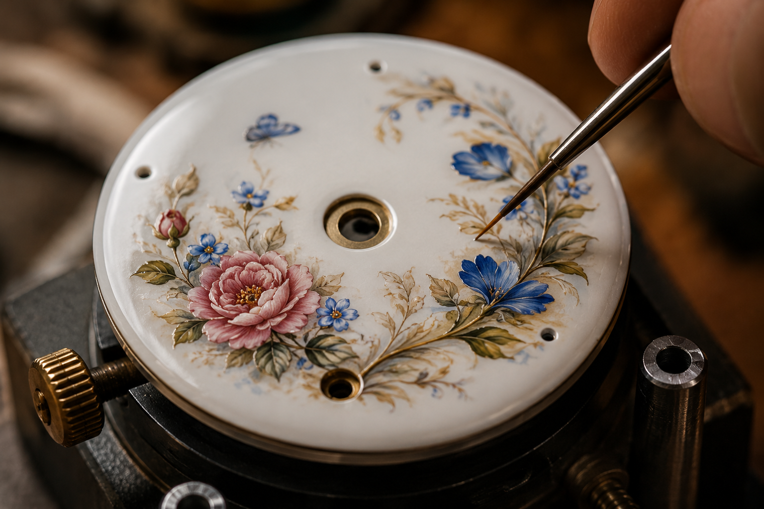 Mặt đồng hồ sử dụng phương pháp Miniature Painting Enamel