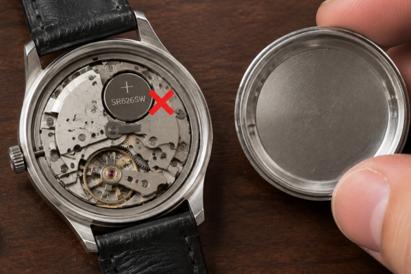 Lắp pin sai chiều khi thay pin đồng hồ