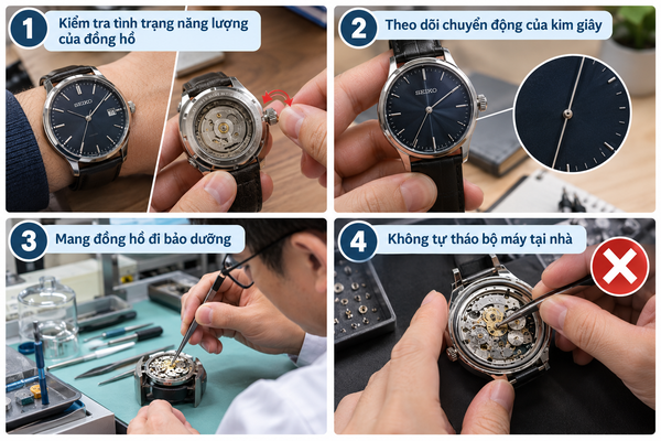 Cách xử lý lỗi kim giây đồng hồ cơ bị giật