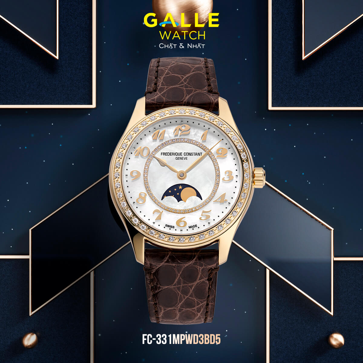 ĐỒNG HỒ NỮ FREDERIQUE CONSTANT SLIMLINE LADIES MOONPHASE FC-206MPWD1S2B