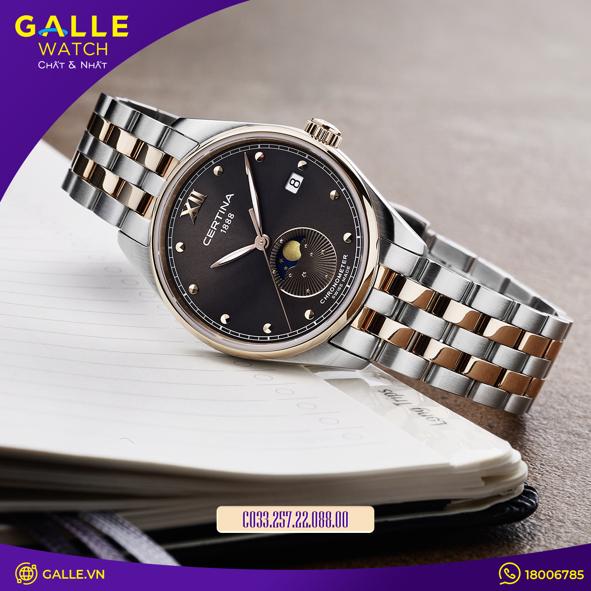 ĐỒNG HỒ NỮ CERTINA DS-8 LADY MOONPHASE C033.257.22.088.00