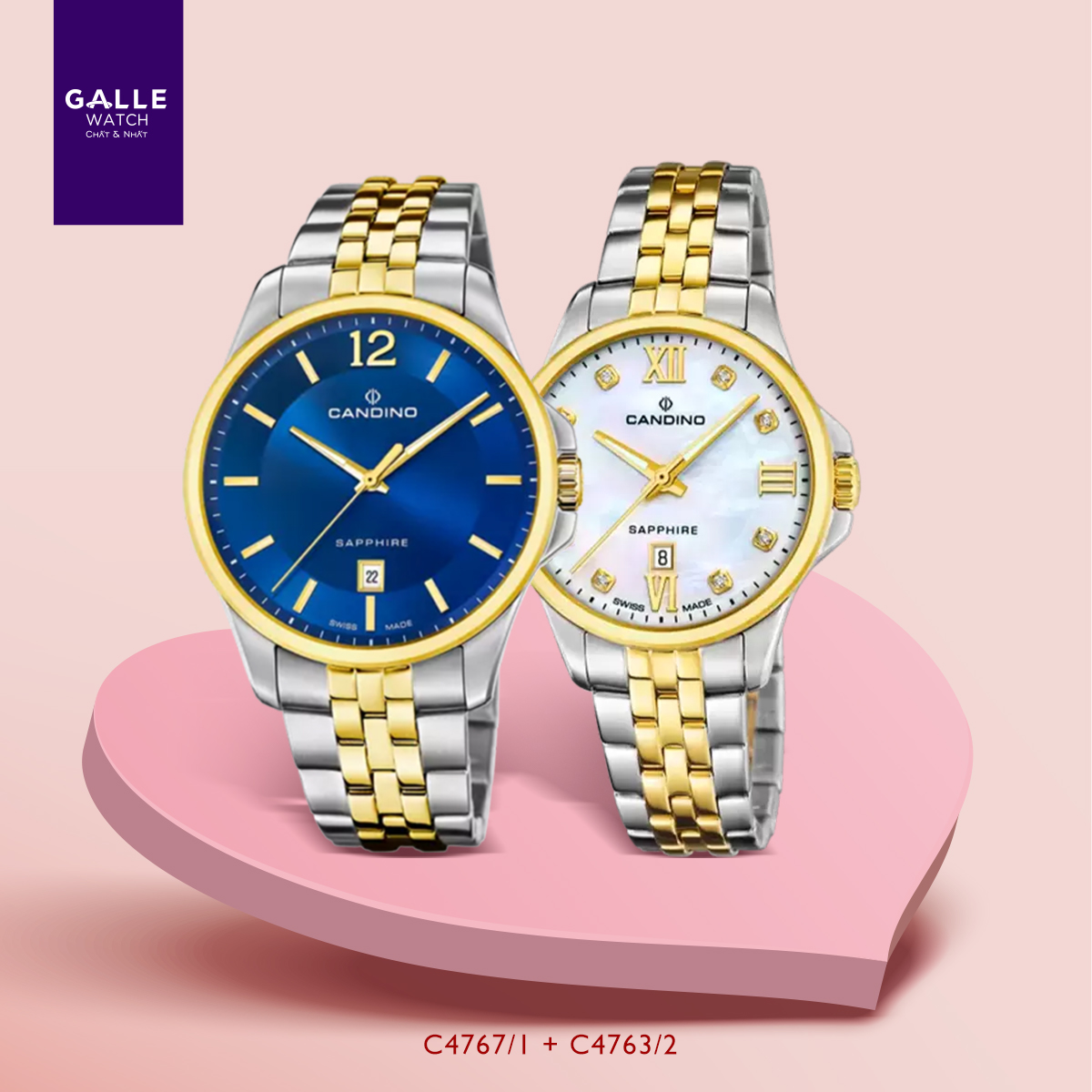 ĐỒNG HỒ NAM CANDINO GENTS CLASSIC TIMELESS C4763/2 + ĐỒNG HỒ NỮ CANDINO LADY ELEGANCE C4767/1