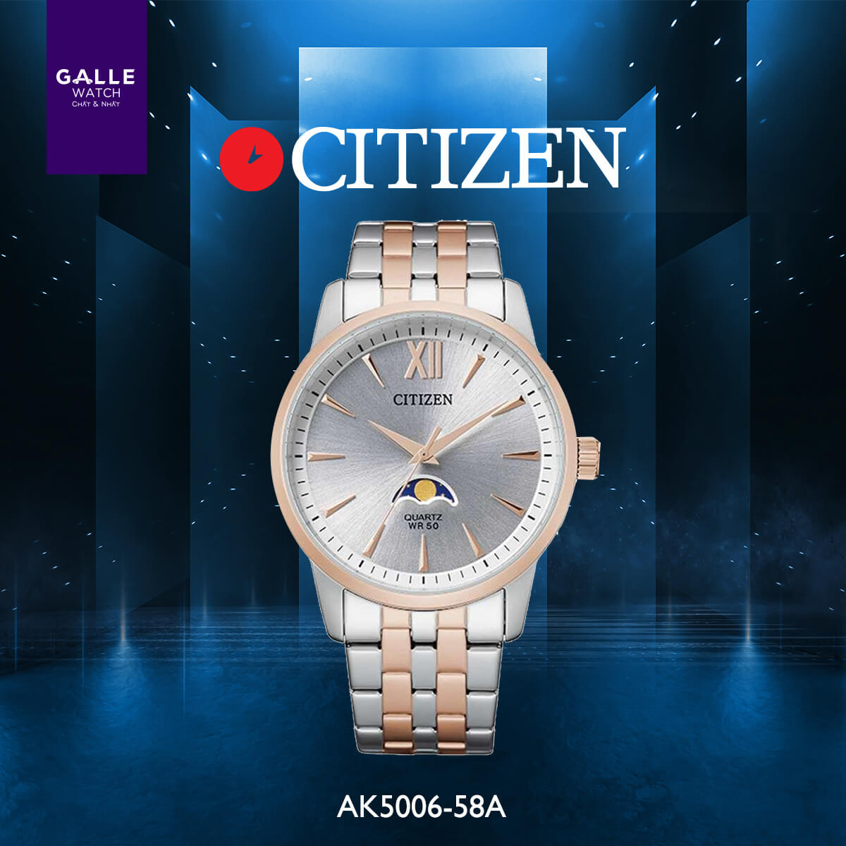 ĐỒNG HỒ NAM CITIZEN QUARTZ MOONPHASE AK5006-58A