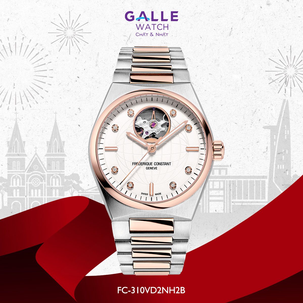 ĐỒNG HỒ NỮ FREDERIQUE CONSTANT HIGHLIFE - LADIES AUTOMATIC HEART BEAT FC-310VD2NH2B