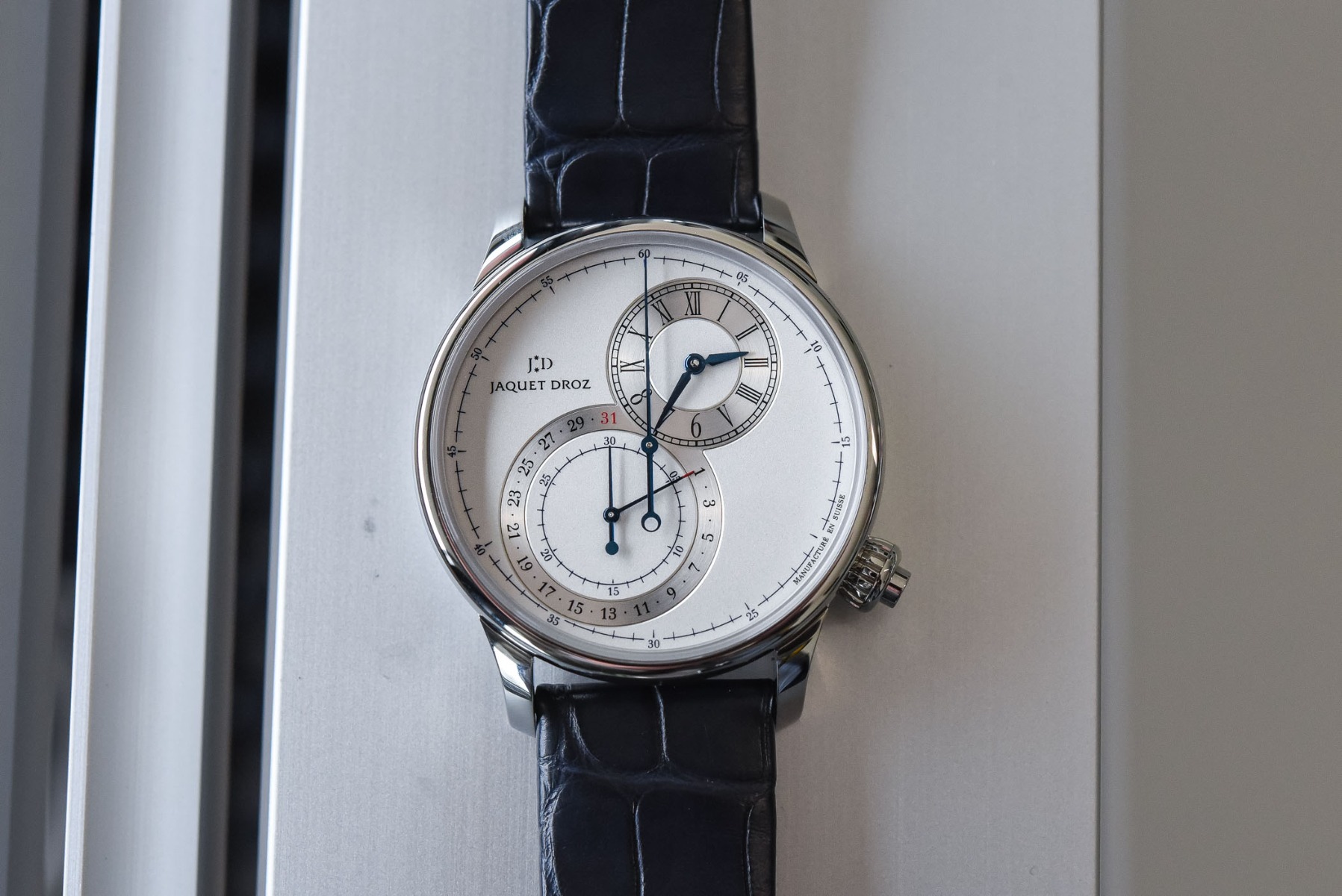 Ra mắt năm 2019, Jaquet Droz Grande Seconde Chronograph Monopusher là sẩn phẩm gần nhất được hãng giới thiệu