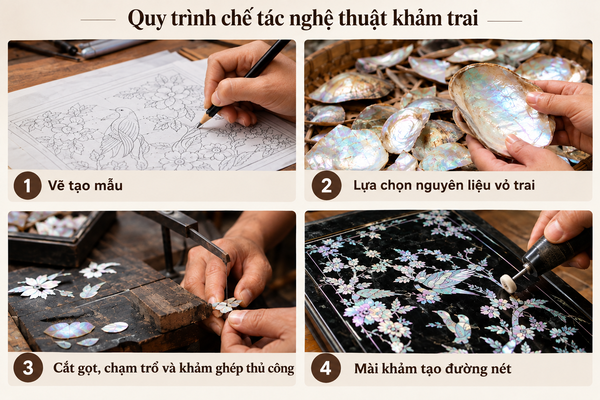 Quy trình chế tác nghệ thuật khảm trai