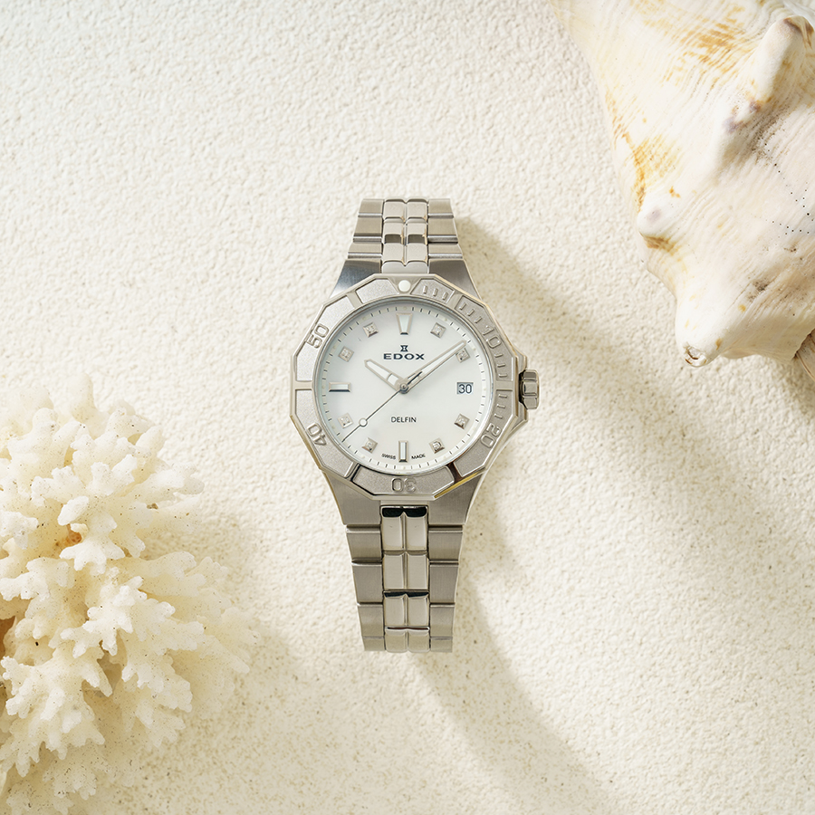 Edox Delfin The Original Diver Date Lady 53020-3M-NADN - Nhẹ nhàng, tinh tế