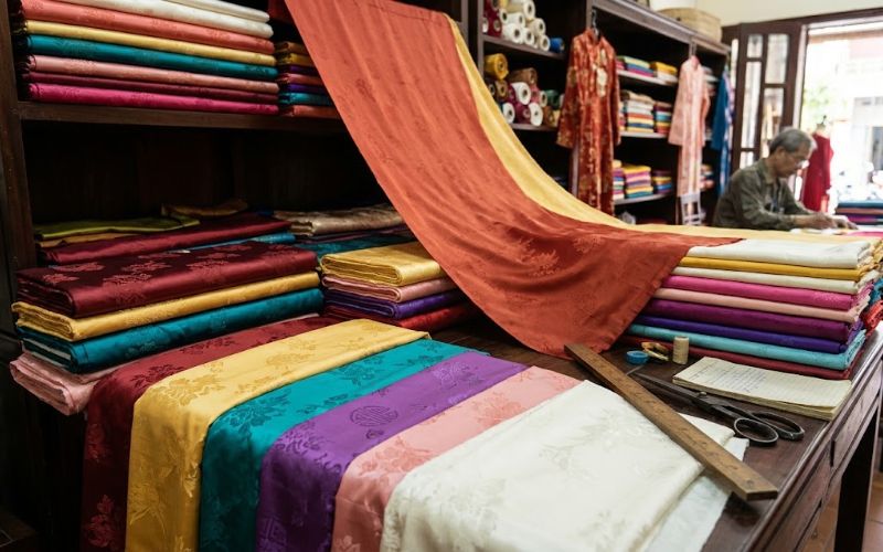 vải may áo dài được tặng để may trang phục mới