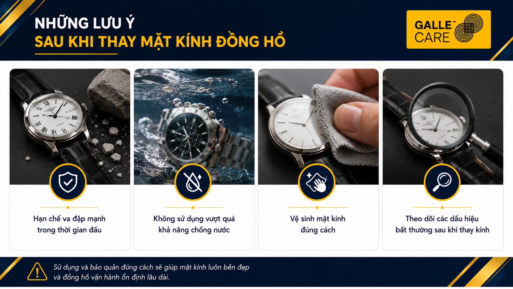 lưu ý sau khi thay mặt kính đồng hồ