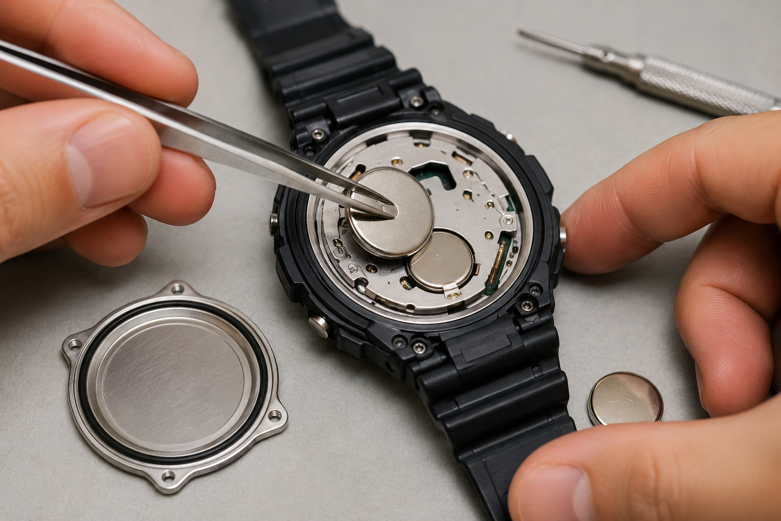 Tháo pin cũ và lắp pin mới